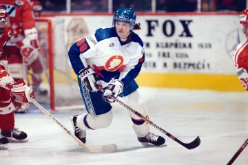 Jaromír Jágr v dresu Poldi Kladno