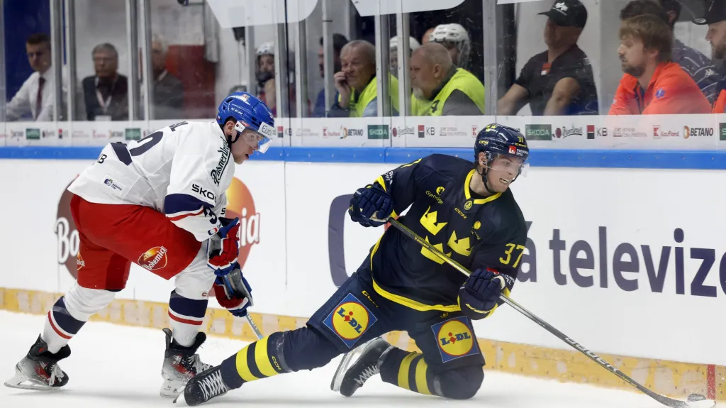 Pavel Kousal v utkání se Švédskem