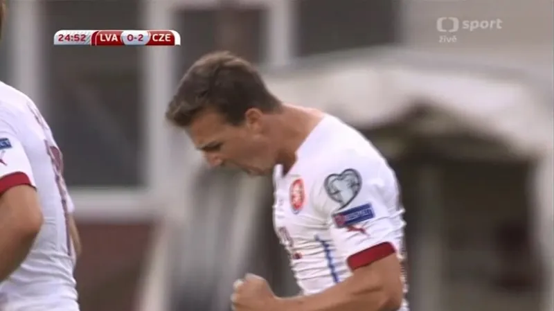 Gól v utkání Lotyšsko - Česko: Darida - 0:2 (25. min.)