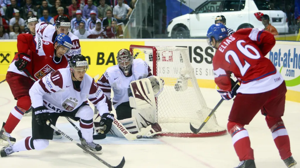 Hokejisté Lotyšska v utkání s ČR