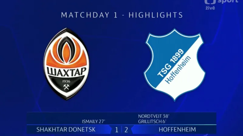 Sestřih utkání Šachtar Doněck - Hoffenheim