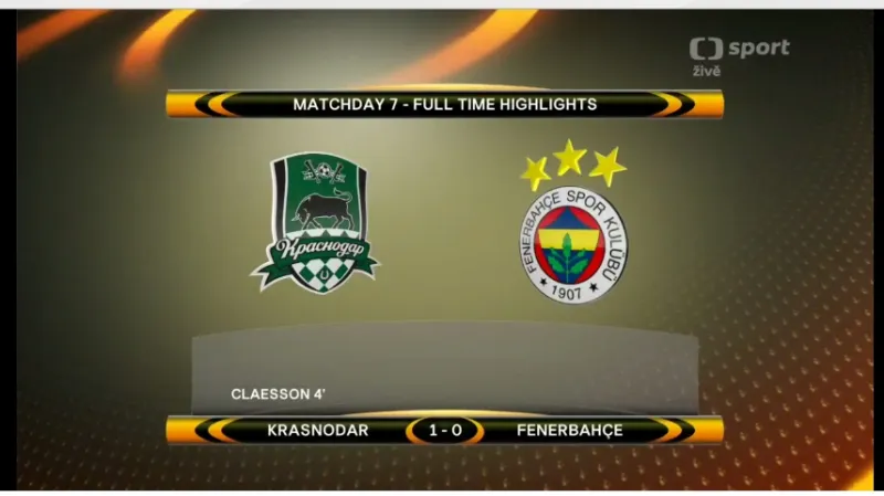 Sestřih utkání Krasnodar - Fenerbahce