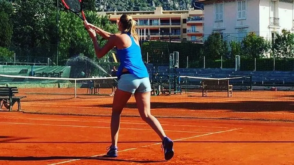 Trénink Petry Kvitové v Monte Carlu