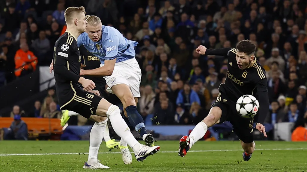 Haaland dává svůj druhý gól v zápase se Spartou