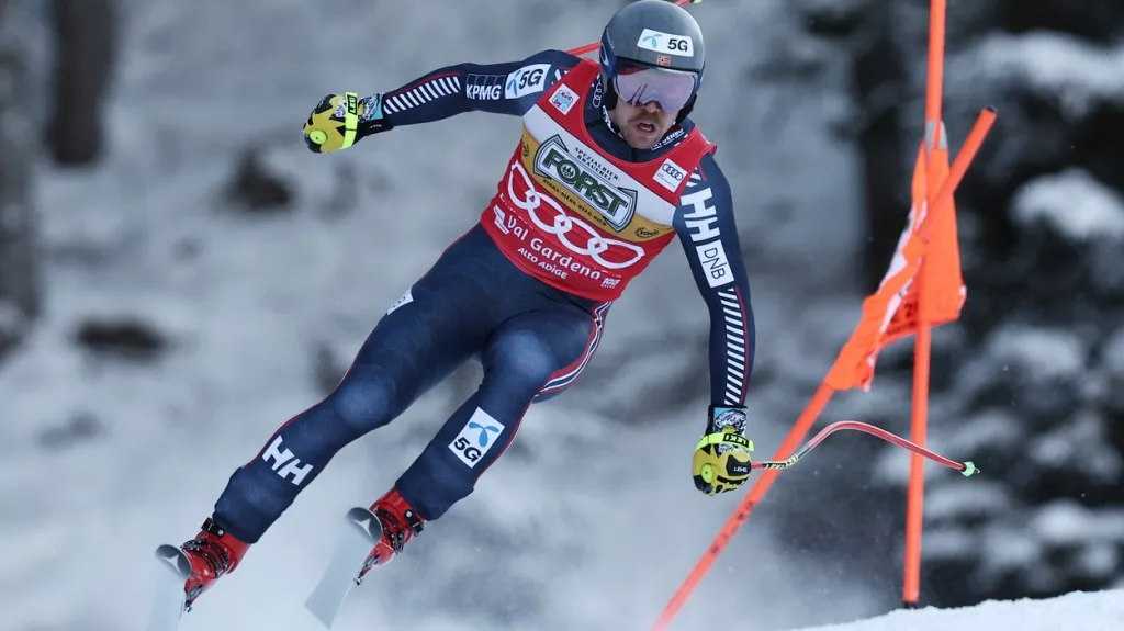 Aleksander Aamodt Kilde při vítězném sjezdu ve Val Gardeně