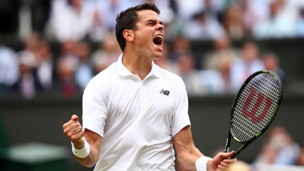 Milos Raonic se raduje z postupu do wimbledonského finále