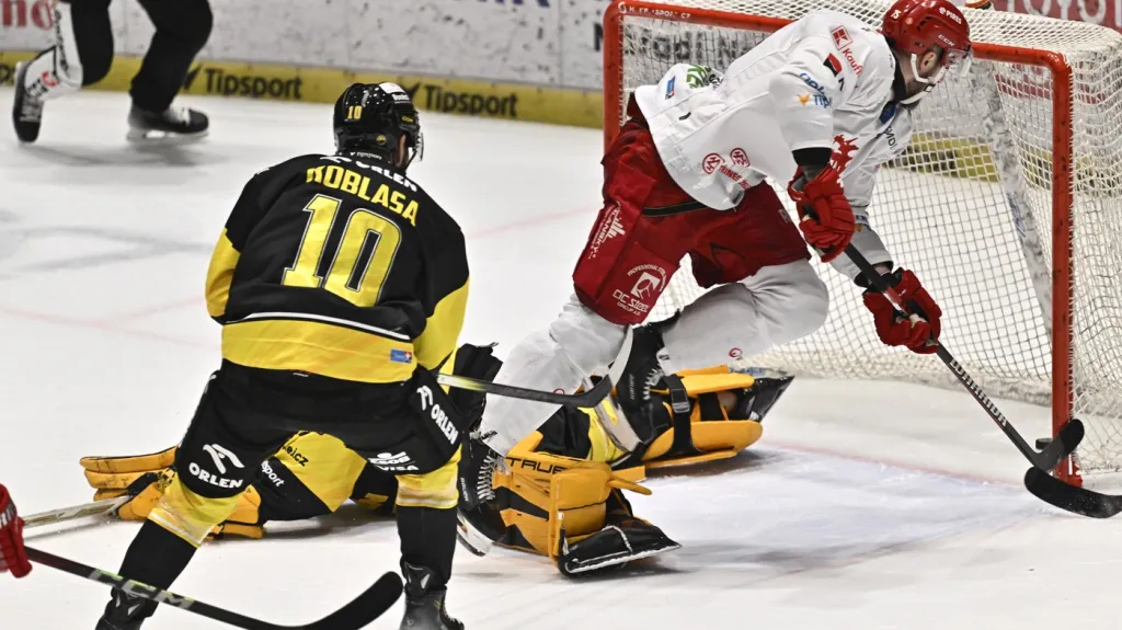 Třinecký Richard Nedomlel dává gól