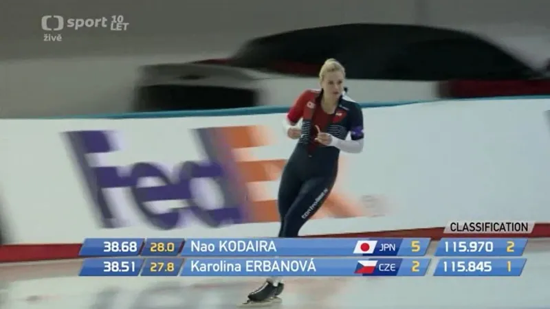 Druhá jízda Karolíny Erbanové na 500 m