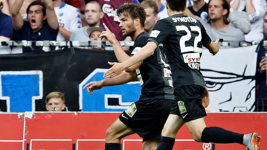 Jablonecký Tomáš Wágner slaví vstřelený gól