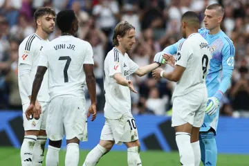 Raúl Asencio, Vinicius Júnior,  Luka Modrič, Kylian Mbappé a Andrij Lunin