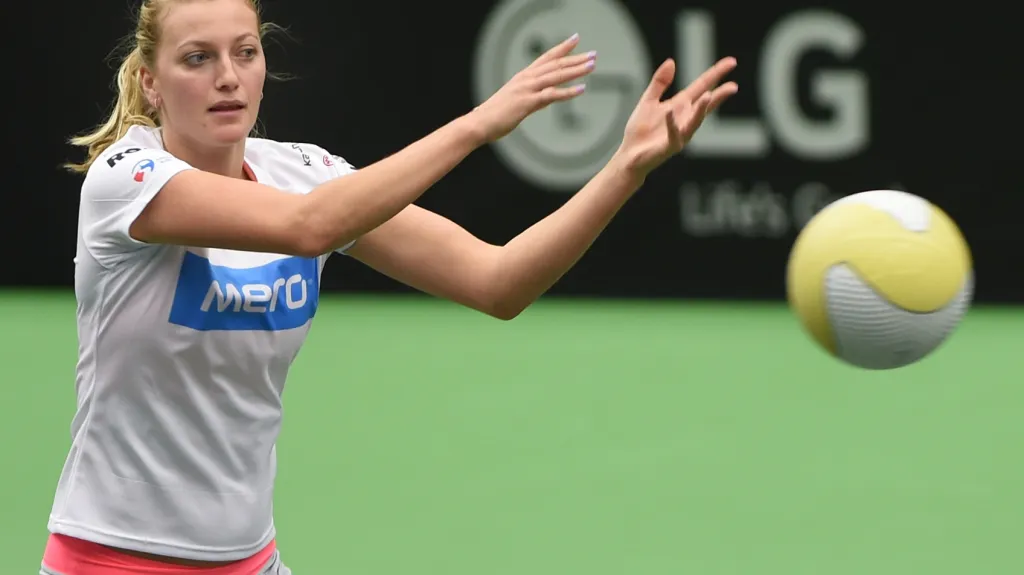 Petra Kvitová během tréninku na utkání Fed Cupu