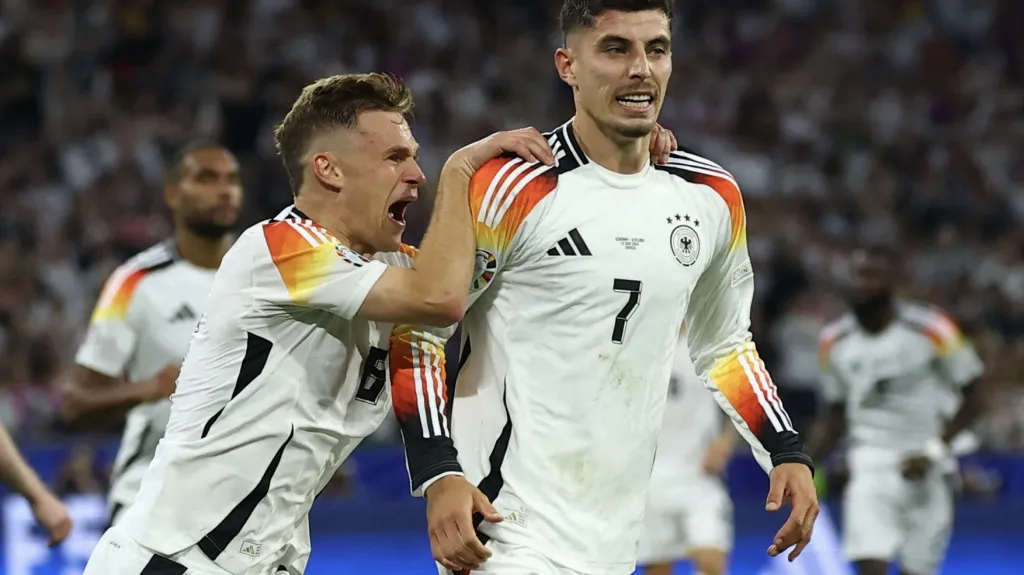 Kai Havertz slaví gól proti Skotsku