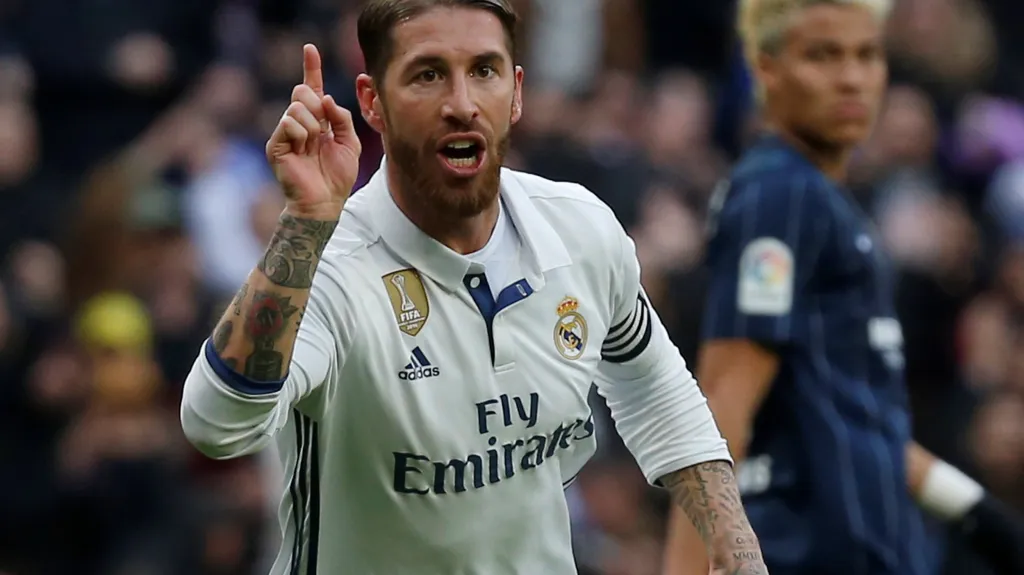 Sergio Ramos z Realu Madrid se raduje z gólu 