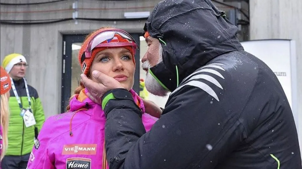 Gabriela Koukalová s otcem Karlem