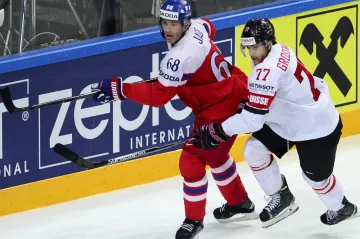 Jaromír Jágr v utkání se Švýcarskem