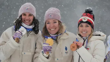 Záznam závodu biatlonistek s hromadným startem