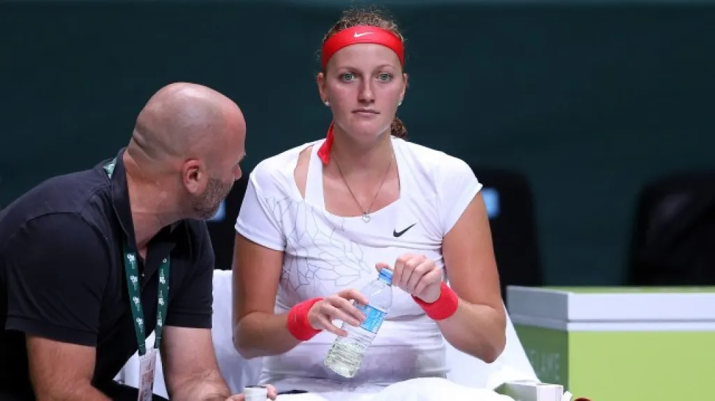 Petra Kvitová s trenérem Kotyzou na Turnaji mistryň