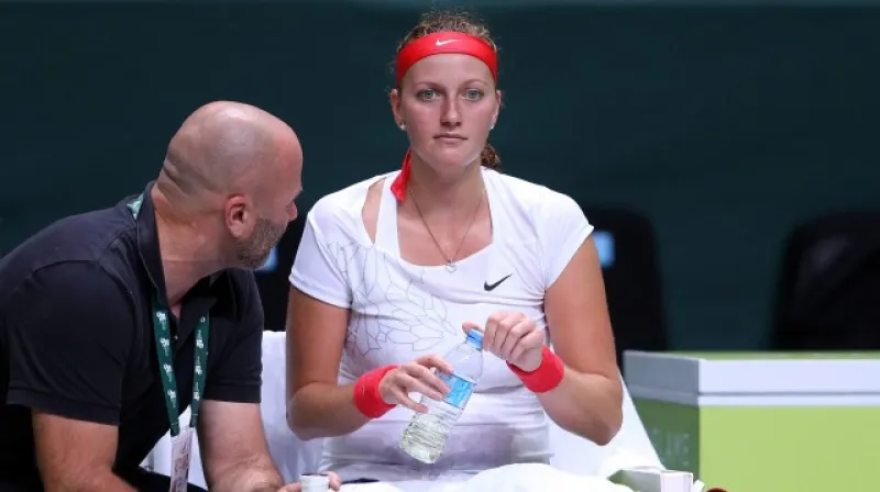 Petra Kvitová s trenérem Kotyzou na Turnaji mistryň