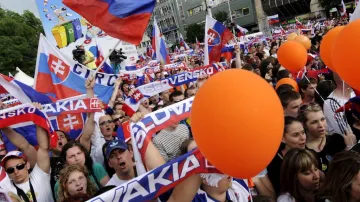 Radující se fanoušci slovenského týmu