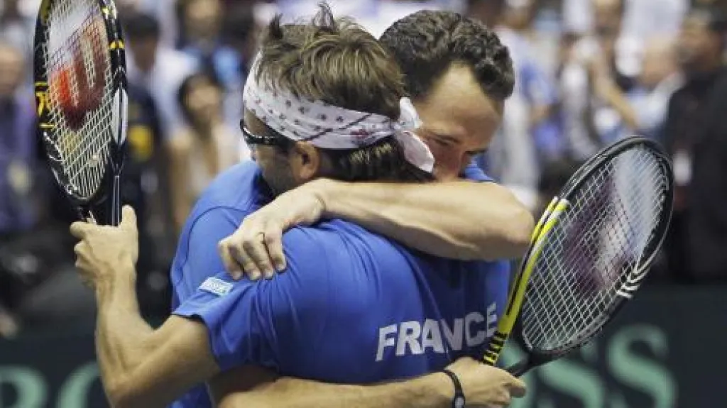 Michael Llodra a Arnaud Clement bezprostředně po postupu