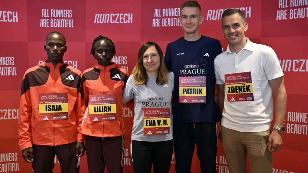 Hvězdy Pražského půlmaratonu: Isaia Kipkoech Lasoi, Lilian Kasait Rengeruková, Eva Vrabcová Nývltová, Patrik Vebr a Zdeněk Štybar