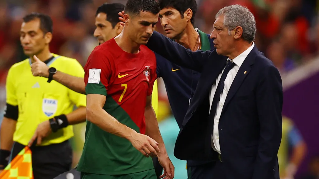 Trenér Portugalska Fernando Santos s Cristianem Ronaldem