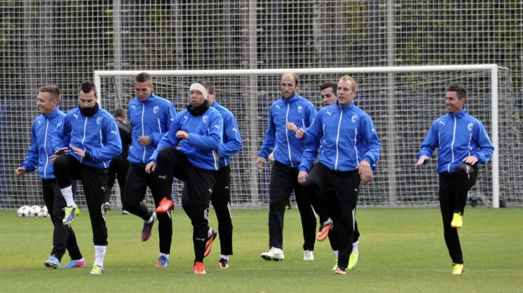 Hráči Plzně trénují před utkáním s CSKA Moskva