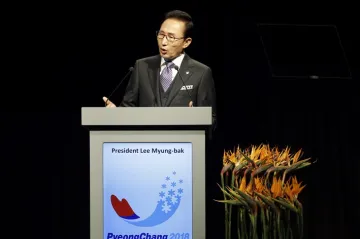 Korejský prezident I Mjong-bak na zasedání v Durbanu