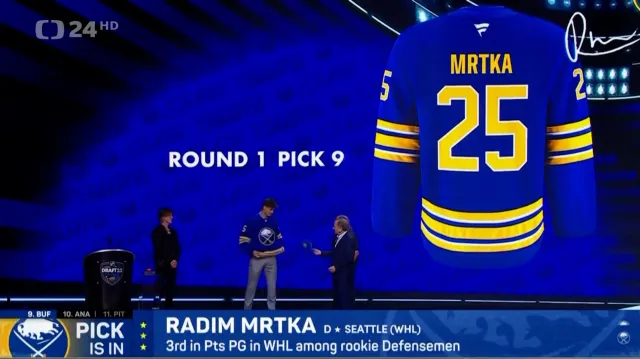 Devítku draftu NHL Radima Mrtku si vybralo Buffalo