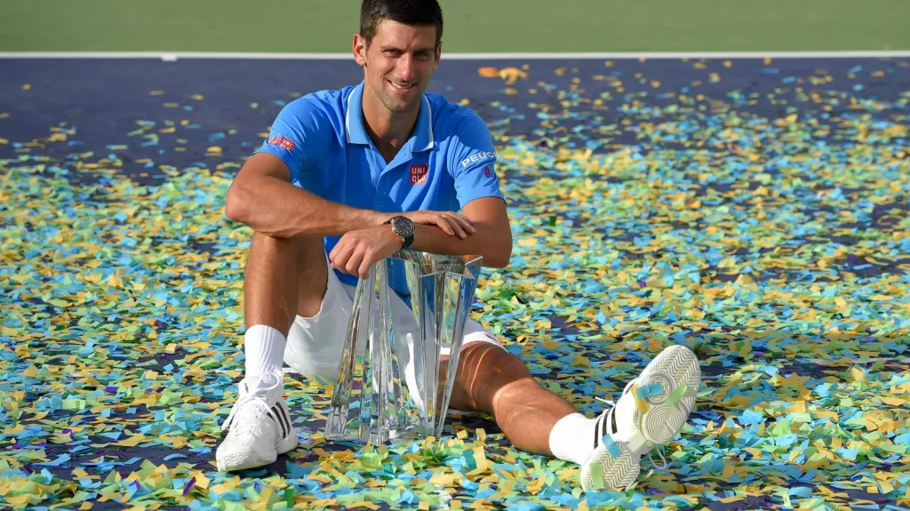 Novak Djokovič po vítězství nad turnaji v Indian Wells