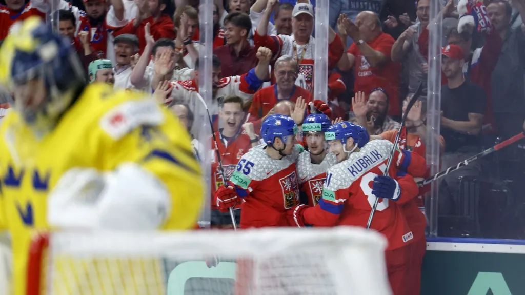 Radost českých reprezentantů proti Švédsku