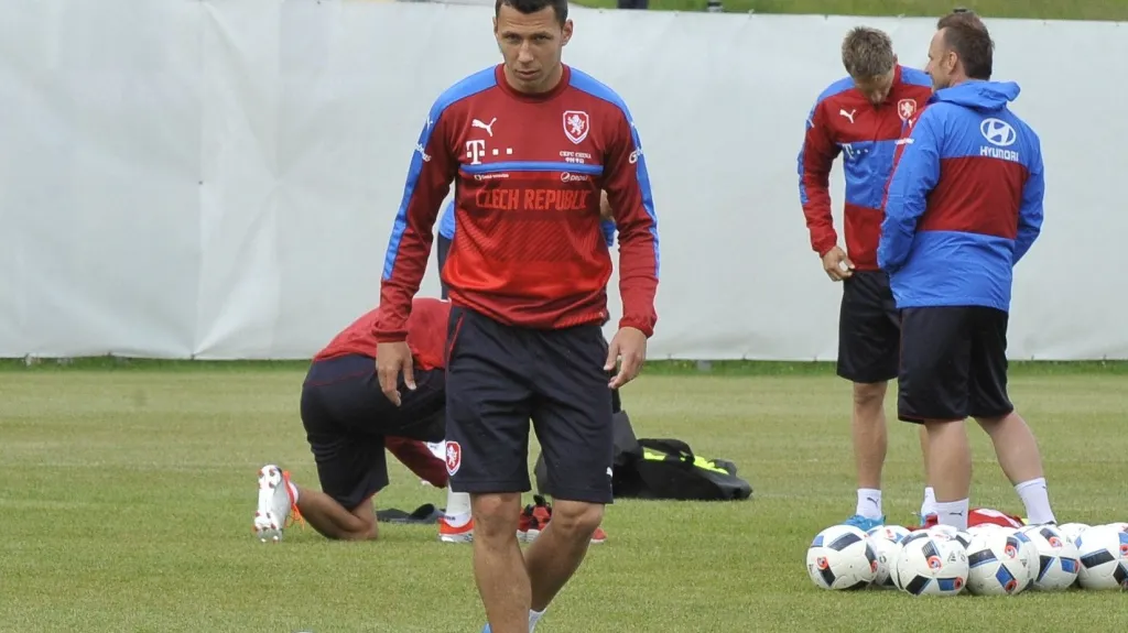 Marek Suchý na tréninku reprezentace