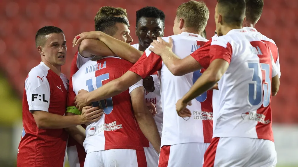 Radost fotbalistů Slavie Praha
