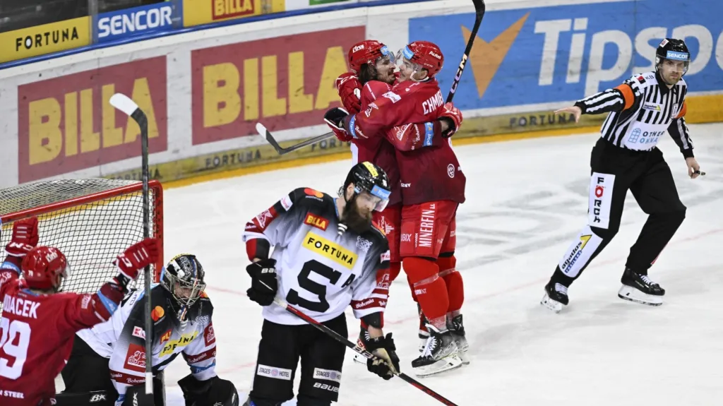 Radost hokejistů Třince