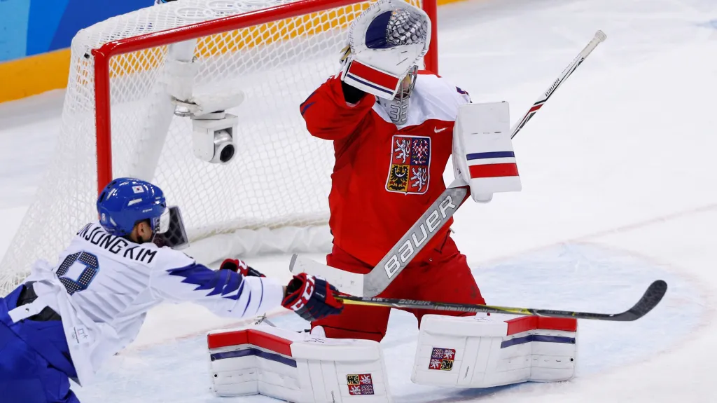 Pavel Francouz v utkání proti Jižní Koreji