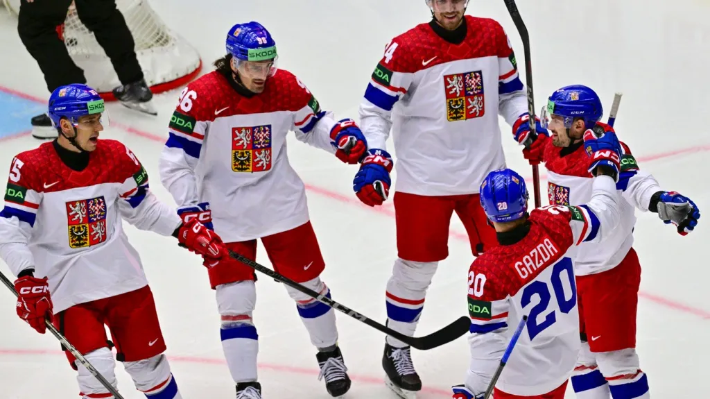 Čeští hokejisté se radují