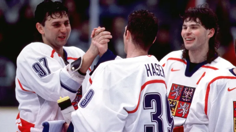 Růžička, Hašek a Jágr oslavují olympijské zlato
