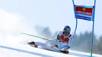 Jízda Pinheira Braathena v 1. kole obřího slalomu v Kranjské Goře