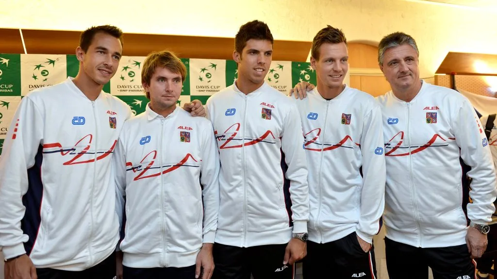 Český daviscupový tým před zápasem se Švýcarskem