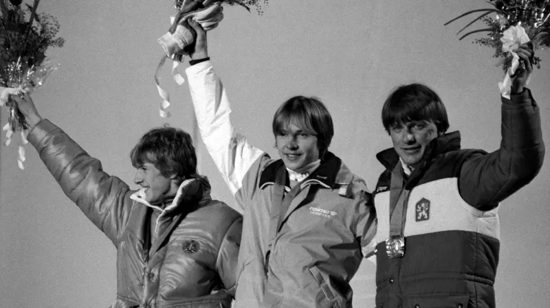 Sarajevo 1984 - velký můstek: 1. Nykänen, 2. Weissflog, 3. Ploc