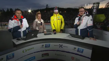 Studio ČT po závodu s hromadným startem mužů