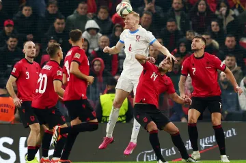 Václav Jemelka v zápase s Albánií