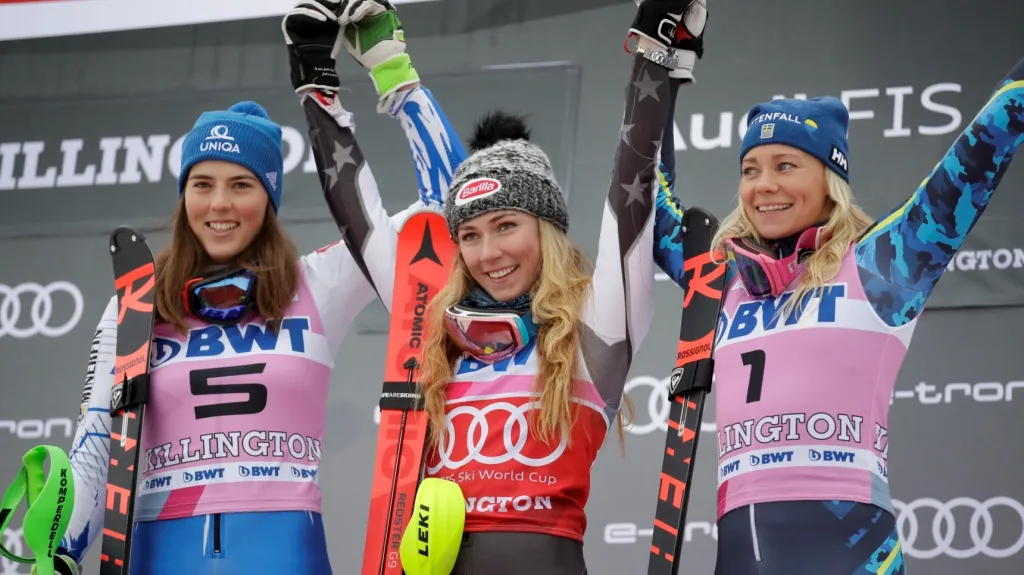 Petra Vlhová, Mikaela Shiffrinová, Frida Hansdotterová