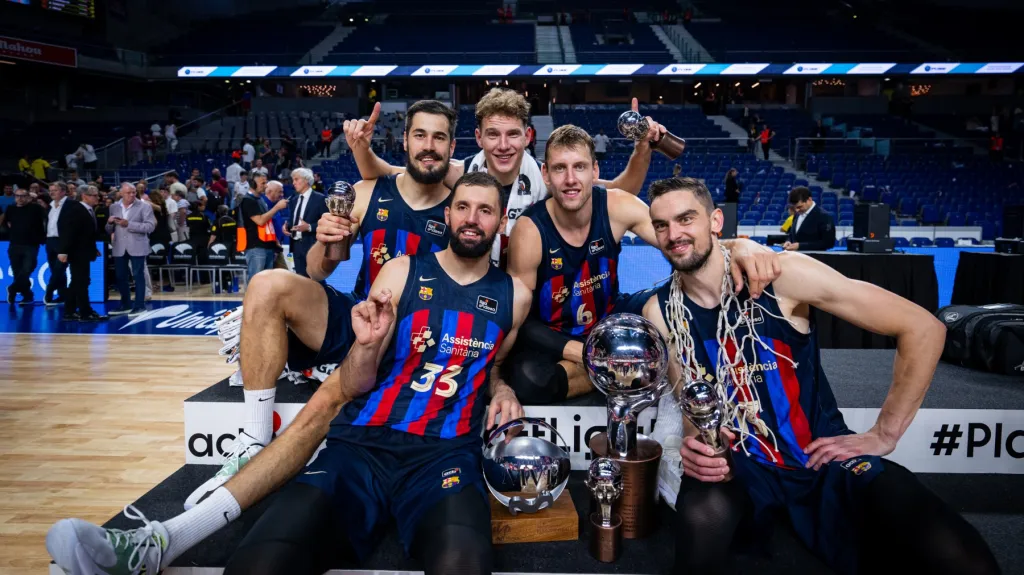 Jan Veselý a Tomáš Satoranský po vítězství ve španělské lize