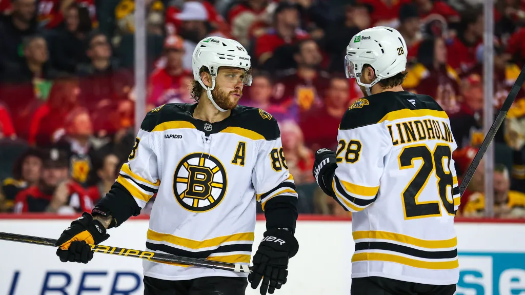 David Pastrňák (vlevo)