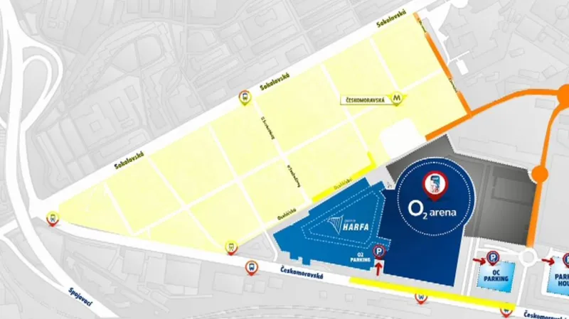 Uzavírky kolem O2 areny v době MS