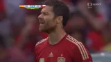 Šance v utkání Španělsko - Chile: Xabi Alonso nepropálil Brava (16. min.)