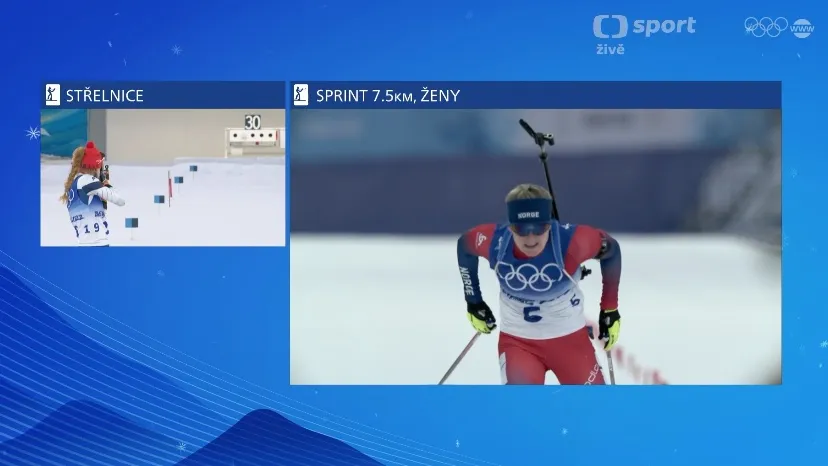 Záznam olympijského sprintu biatlonistek