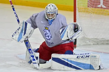 Petr Kváča na tréninku hokejové reprezentace