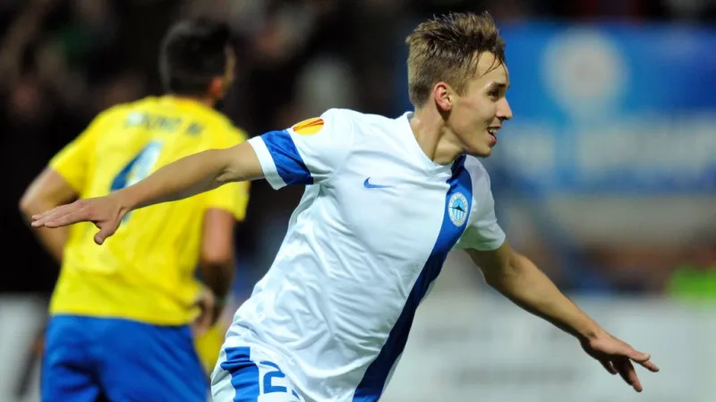 Josef Šural se raduje z prvního gólu Liberce.